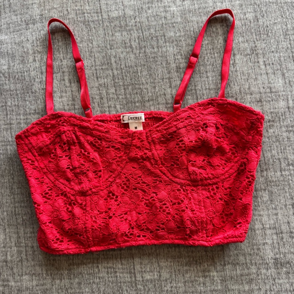 Decree Red Lace Bustier Bralette